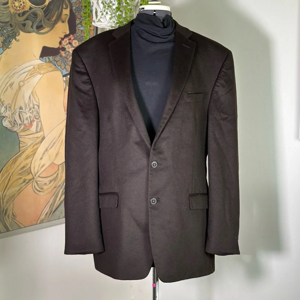 Men's CALVIN KLEIN 100% Cashmere SPORT COAT BLAZER SUIT JACKET Double Vent Brown